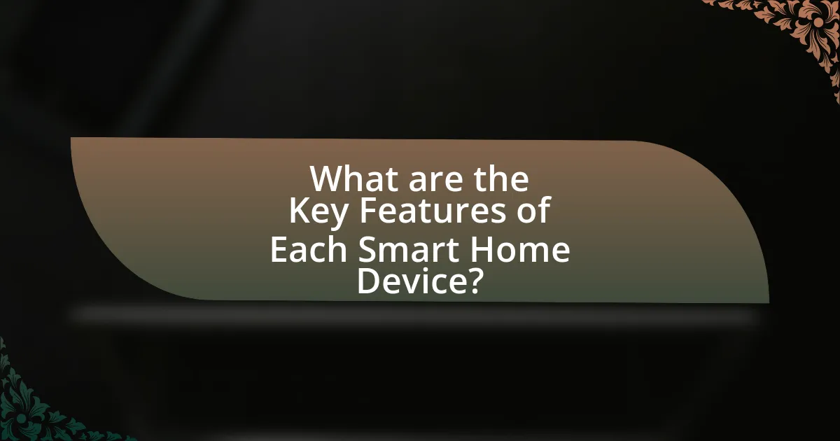 What are the Key Features of Each Smart Home Device?